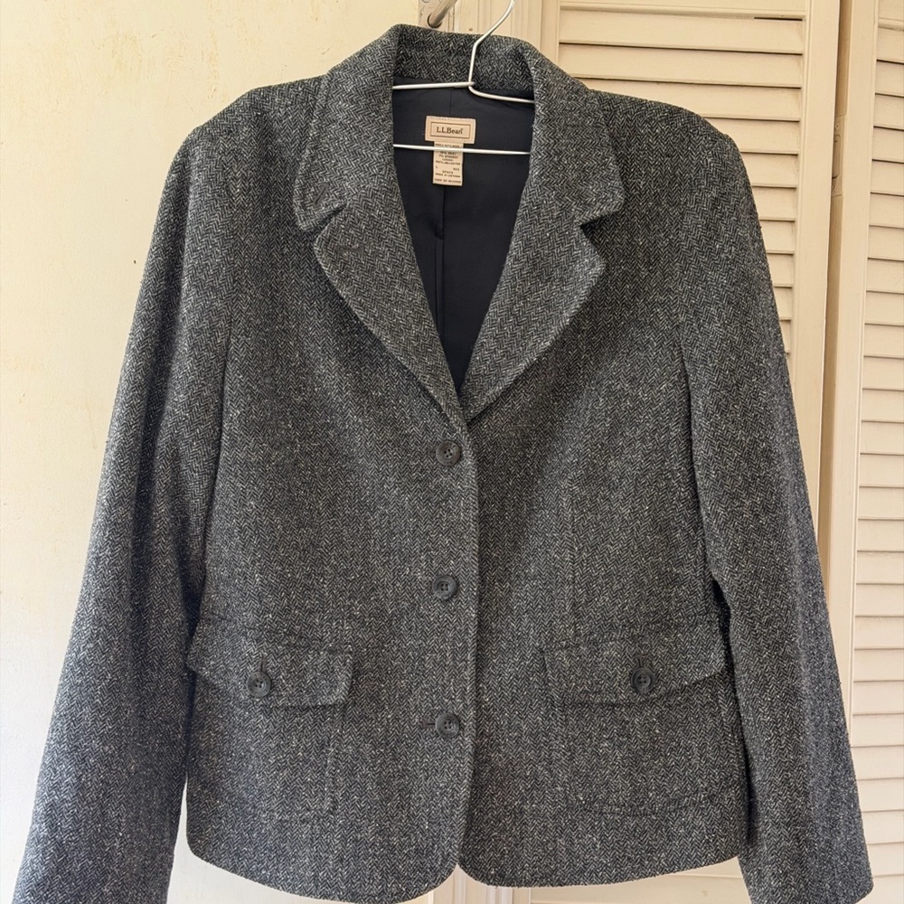 90’s L.L. Bean Women's Dark Gray Tweed Blazer Jacket